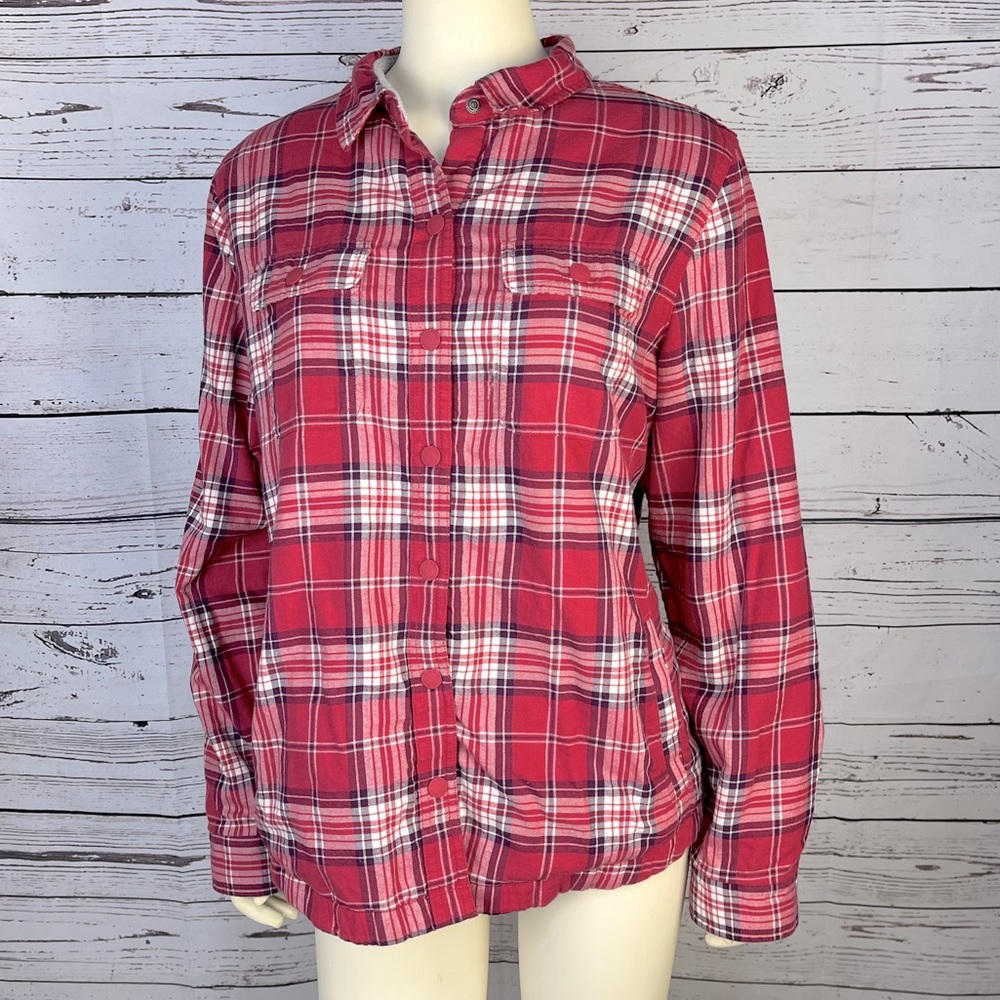 🔴Final Markdown🔴 L.L.Bean Fleece-Lined Red Flannel Shirt Shacket Plaid Medium